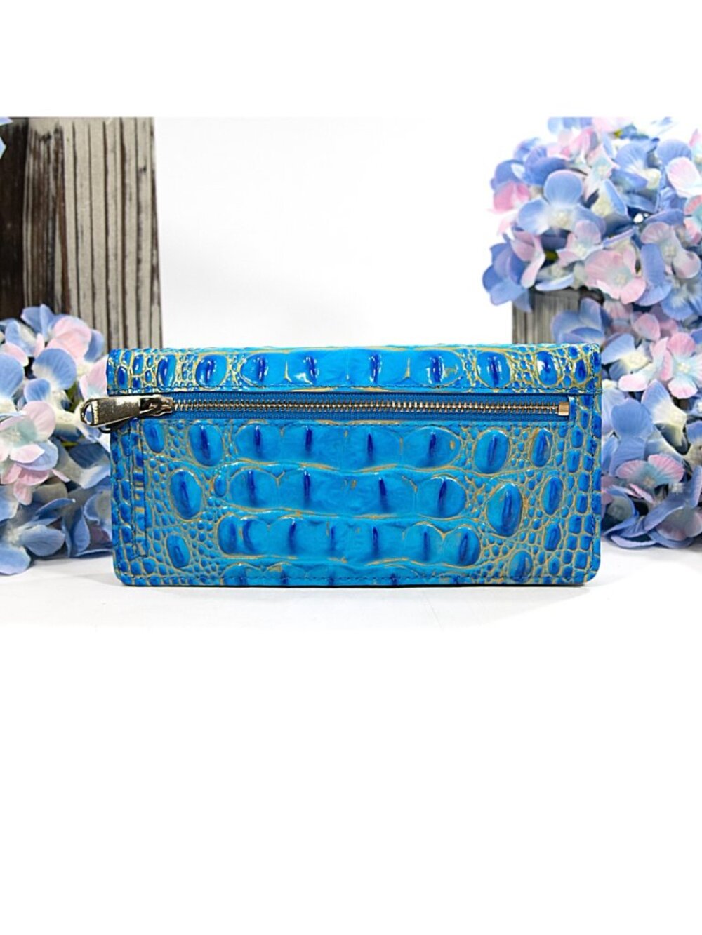Brahmin Electric Indigo Ombre Melbourne Embossed Leather Ady Bifold Wallet NWT - Picture 2 of 4